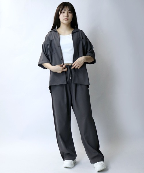 【セール】linen like open collar shirt/リネンライク オープンカラー シャツ/半袖シャツ（シャツ/ブラウス）｜Starting Over（スターティングオーバー）