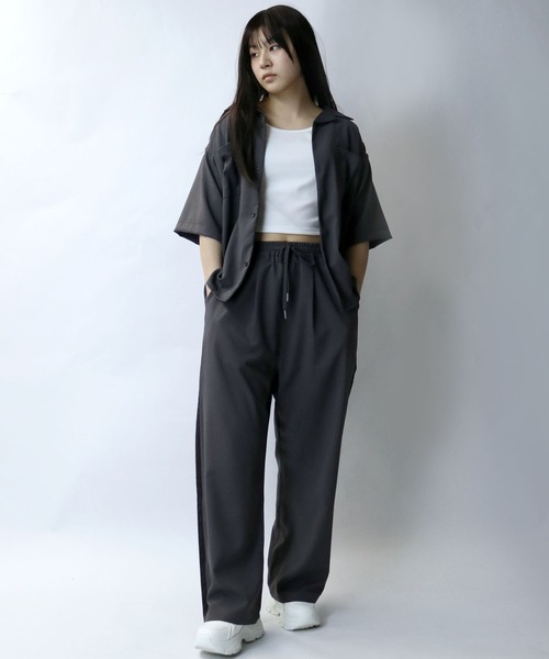 【セール】linen like open collar shirt/リネンライク オープンカラー シャツ/半袖シャツ（シャツ/ブラウス）｜Starting Over（スターティングオーバー）