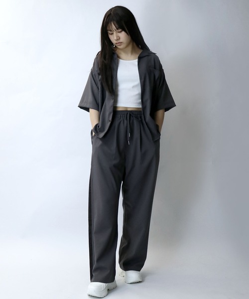 【セール】linen like open collar shirt/リネンライク オープンカラー シャツ/半袖シャツ（シャツ/ブラウス）｜Starting Over（スターティングオーバー）