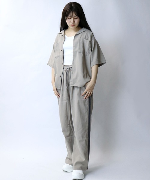 【セール】linen like open collar shirt/リネンライク オープンカラー シャツ/半袖シャツ（シャツ/ブラウス）｜Starting Over（スターティングオーバー）