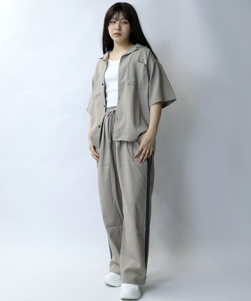 【セール】linen like open collar shirt/リネンライク オープンカラー シャツ/半袖シャツ（シャツ/ブラウス）｜Starting Over（スターティングオーバー）