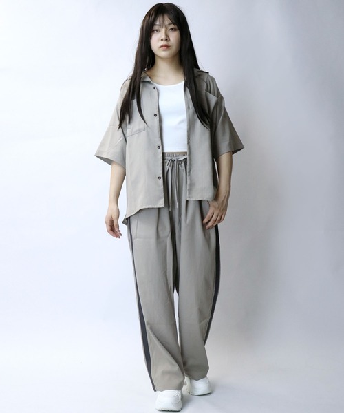 【セール】linen like open collar shirt/リネンライク オープンカラー シャツ/半袖シャツ（シャツ/ブラウス）｜Starting Over（スターティングオーバー）