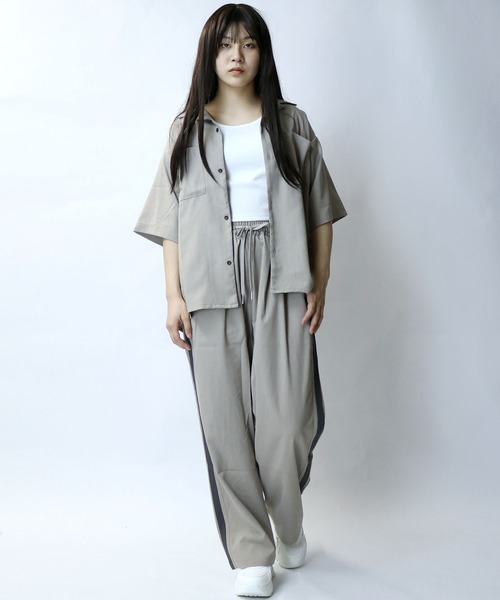 【セール】linen like open collar shirt/リネンライク オープンカラー シャツ/半袖シャツ（シャツ/ブラウス）｜Starting Over（スターティングオーバー）