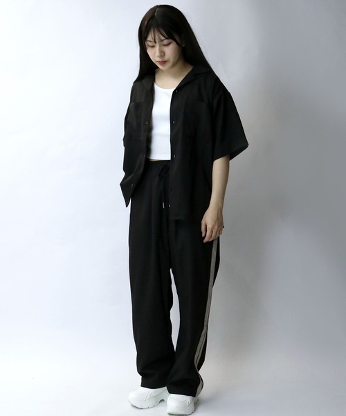 【セール】linen like open collar shirt/リネンライク オープンカラー シャツ/半袖シャツ（シャツ/ブラウス）｜Starting Over（スターティングオーバー）