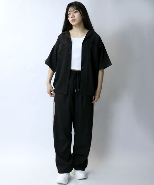 【セール】linen like open collar shirt/リネンライク オープンカラー シャツ/半袖シャツ（シャツ/ブラウス）｜Starting Over（スターティングオーバー）