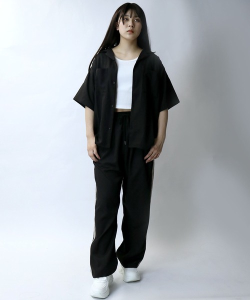 【セール】linen like open collar shirt/リネンライク オープンカラー シャツ/半袖シャツ（シャツ/ブラウス）｜Starting Over（スターティングオーバー）