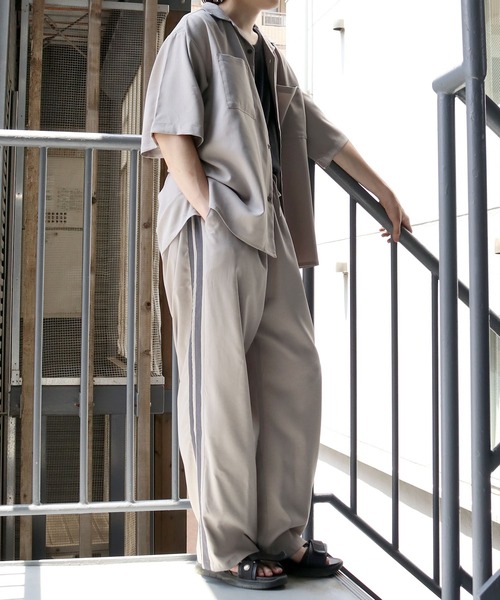 【セール】linen like open collar shirt/リネンライク オープンカラー シャツ/半袖シャツ（シャツ/ブラウス）｜Starting Over（スターティングオーバー）