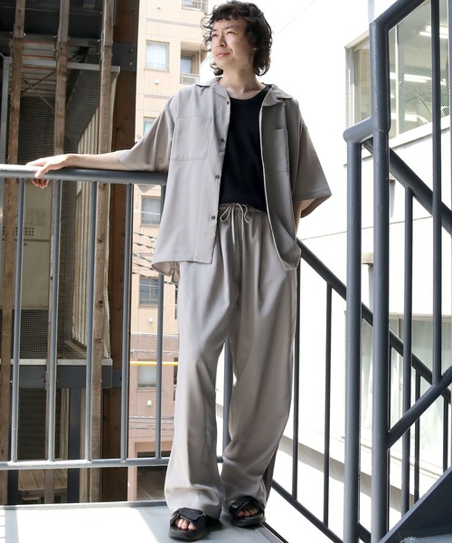 【セール】linen like open collar shirt/リネンライク オープンカラー シャツ/半袖シャツ（シャツ/ブラウス）｜Starting Over（スターティングオーバー）