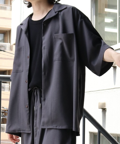 【セール】linen like open collar shirt/リネンライク オープンカラー シャツ/半袖シャツ（シャツ/ブラウス）｜Starting Over（スターティングオーバー）