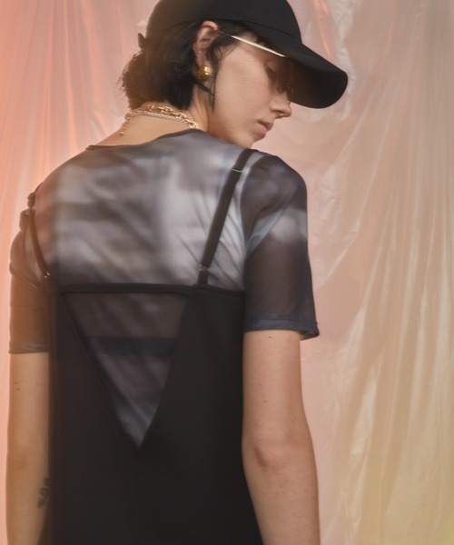 Solace(ソレイス)の「ニュアンス柄シアーハーフスリーブトップス(Tシャツ/カットソー・レディース・ブラック/ベージュ/オレンジ/イエロー・FREE)」の13枚目の写真