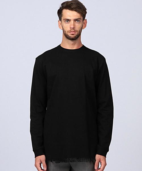 ETHOS（エトス）の「ETHOS（エトス） FRINGE LONG TEE（Tシャツ/カットソー・メンズ・ホワイト/ブラック・LARGE/MEDIUM）」の2枚目の写真