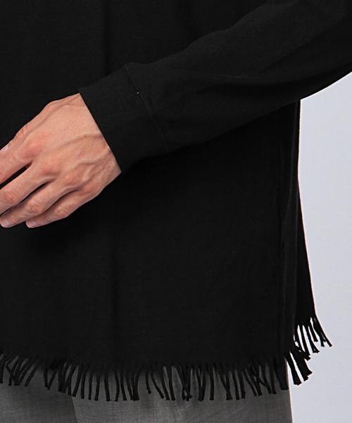 ETHOS（エトス）の「ETHOS（エトス） FRINGE LONG TEE（Tシャツ/カットソー・メンズ・ホワイト/ブラック・LARGE/MEDIUM）」の7枚目の写真