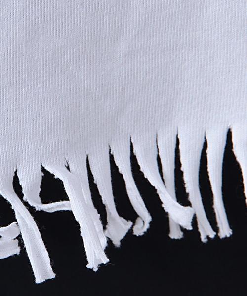 ETHOS（エトス）の「ETHOS（エトス） FRINGE LONG TEE（Tシャツ/カットソー・メンズ・ホワイト/ブラック・LARGE/MEDIUM）」の3枚目の写真