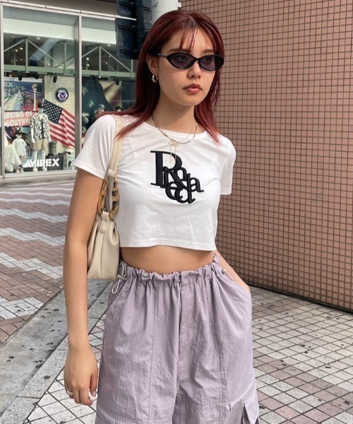 rienda（リエンダ）の「R-ポイントTシャツ 春服（Tシャツ/カットソー・レディース・ライトパープル/ホワイト/ブラック・FREE）」の2枚目の写真