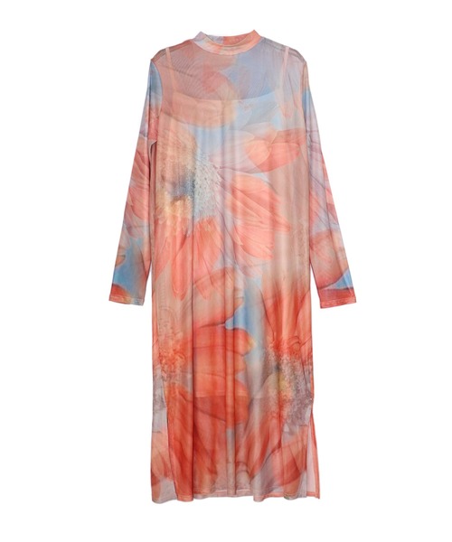 moyan ecri(モヤン エクリ)の「<moyan ecri>シアー花柄プリントロングワンピースsheer flower print dress(ワンピース・レディース・オレンジ/グリーン/ピンク/パープル・FREE)」の19枚目の写真