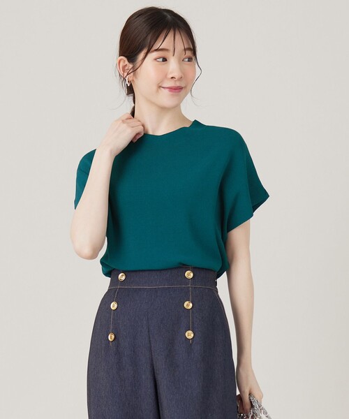 ANY SIS(エニィスィス)の「【洗える】ボトルネックフレンチスリーブ ニットT(ニット/セーター・レディース・ダークグリーン系/アイボリー系/ブラック系/レッド系・4)」の3枚目の写真