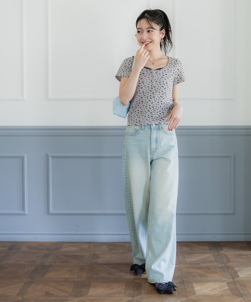 【新品未使用】cotton candy CLASSIC キャミトップス パンツ セール】花柄サーマルトップス＆キャミセット（Tシャツ