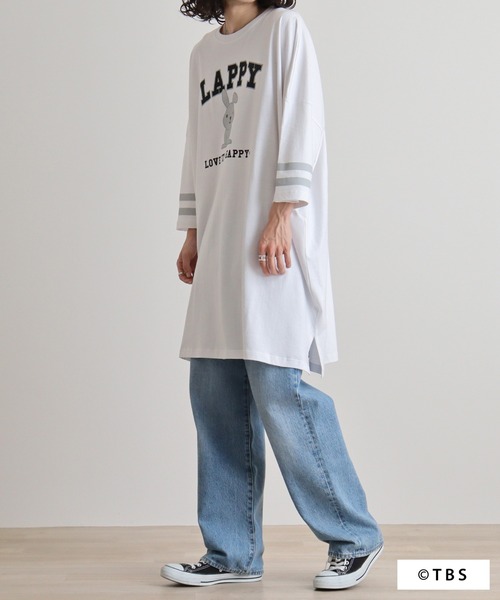 ラッピーカレッジ柄プリントキングBIGTシャツ（Tシャツ