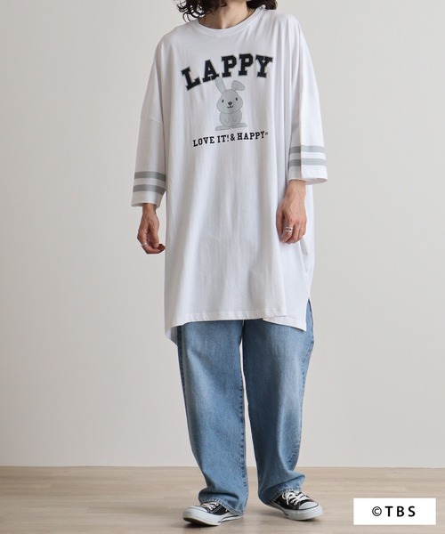 ラッピーカレッジ柄プリントキングBIGTシャツ（Tシャツ