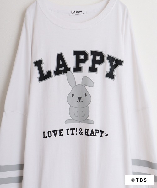 お値引き中！【新品未使用】ANGELPHILIA／うさぎプリントラグランTシャツ ラッピーカレッジ柄プリントキングBIGTシャツ（Tシャツ