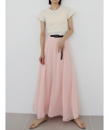 belted chiffon maxi skirt