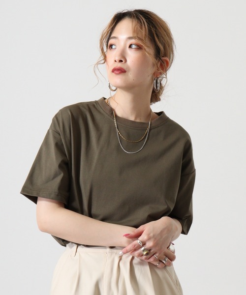 FUNALIVE(ファンアライブ)の「持続冷感 ワイド 無地 Tシャツ(Tシャツ/カットソー・メンズ・カーキ/ベージュ/ネイビー/ブラック・LL/L/M)」の4枚目の写真