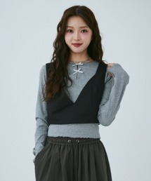 MIEL CRISHUNANT（ミエルクリシュナ）の「フロントコアリボンTシャツ（Tシャツ/カットソー・レディース）」