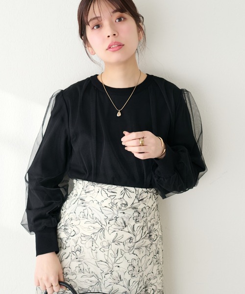 natural couture(ナチュラルクチュール)の「チュールレイヤードニットプルオーバー(ニット/セーター・レディース・グレー系その他/ブラック/アイボリー/ベージュ/ブルー系その他・FREE)」の17枚目の写真