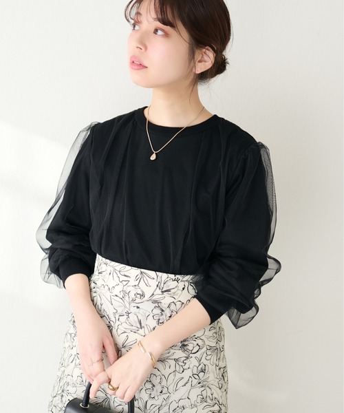 natural couture(ナチュラルクチュール)の「チュールレイヤードニットプルオーバー(ニット/セーター・レディース・グレー系その他/ブラック/アイボリー/ベージュ/ブルー系その他・FREE)」の19枚目の写真