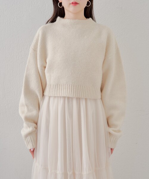 Chico(チコ)の「【WEB限定/REVIVAL】ダブルジップニット+チュールキャミワンピースセット(ワンピース・レディース・ブラウン/チャコールグレー/アイボリー/グレイッシュベージュ・FREE)」の13枚目の写真