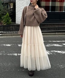 Chico | 【WEB限定/REVIVAL】ダブルジップニット+チュールキャミワンピースセット(ワンピース)