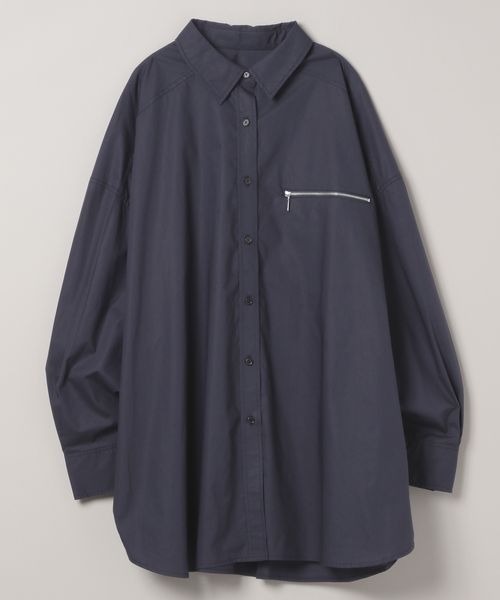 JEANASIS(ジーナシス)の「コットンワイドBIG ZIPシャツLS/150148(シャツ/ブラウス・レディース・ネイビー/ホワイト/ライトグレー・FREE)」の6枚目の写真