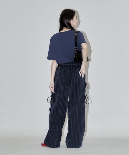 PUBLUX(パブリュクス)の「PUBLUX/パブリュクス サイドリボン付き スラックス イージーパンツ 限定展開(スラックス・レディース・グレー/ブラック/ネイビー・フリ-)」の8枚目の写真