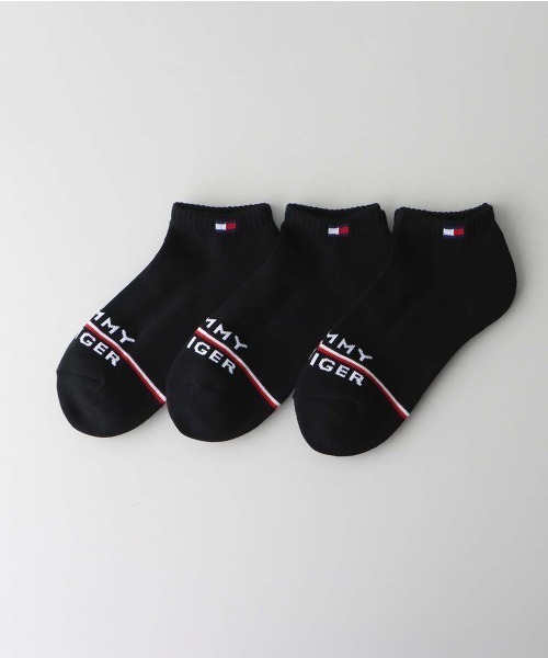 TOMMY HILFIGER（トミーヒルフィガー）の「【3足セット】TOMMY HILFIGER メンズ レディース オーガニックコットン混 足底パイル ワンポイントロゴ スニーカーソックス 92554054（ソックス/靴下・メンズ・その他2/その他3/ブラック・23～25cm/25～27cm）」の2枚目の写真