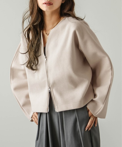 セール】Wジップノーカラージャケット（ノーカラージャケット）｜AMELY