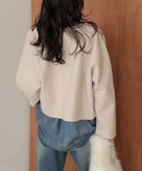 AMELY(エミリー)の「Wジップノーカラージャケット(ノーカラージャケット・レディース・グレー/ベージュ/ブラウン/ブラック・フリー)」の15枚目の写真