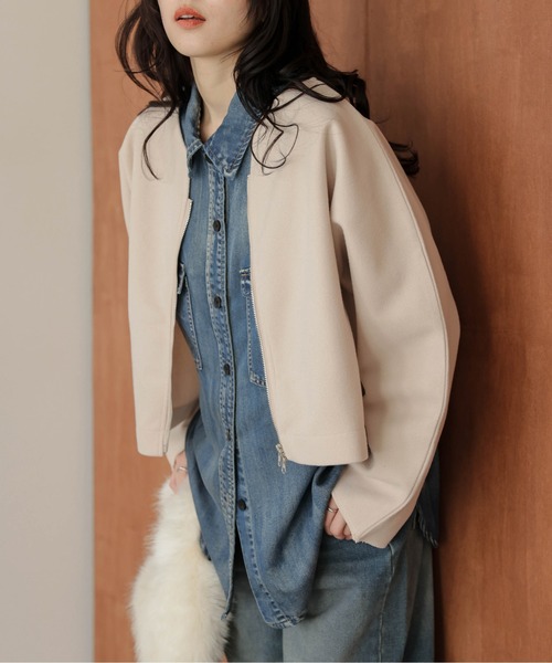 AMELY(エミリー)の「Wジップノーカラージャケット(ノーカラージャケット・レディース・グレー/ベージュ/ブラウン/ブラック・フリー)」の16枚目の写真