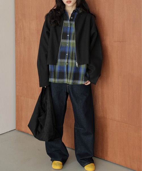 AMELY(エミリー)の「Wジップノーカラージャケット(ノーカラージャケット・レディース・グレー/ベージュ/ブラウン/ブラック・フリー)」の19枚目の写真