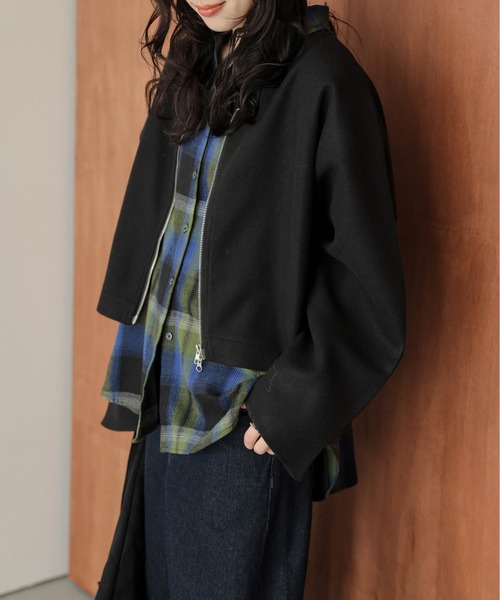 AMELY(エミリー)の「Wジップノーカラージャケット(ノーカラージャケット・レディース・グレー/ベージュ/ブラウン/ブラック・フリー)」の21枚目の写真