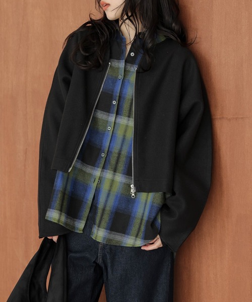 AMELY(エミリー)の「Wジップノーカラージャケット(ノーカラージャケット・レディース・グレー/ベージュ/ブラウン/ブラック・フリー)」の18枚目の写真