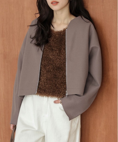 セール】Wジップノーカラージャケット（ノーカラージャケット）｜AMELY