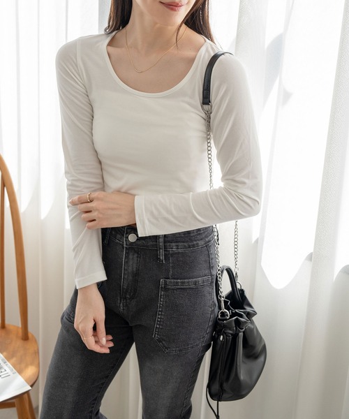 NinaetLina（ニナエリナ）の「クロップド丈長袖カットソー（Tシャツ/カットソー・レディース・ブラック/ホワイト・M/L/XL）」の16枚目の写真