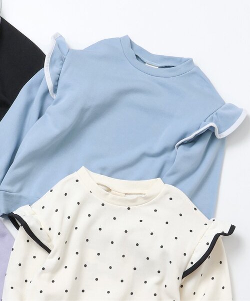 apres les cours(アプレレクール)の「7days Style/パイピングフリルトレーナー(スウェット・キッズ・ブルー/ブラック/アイボリー/ラベンダー・80/90/100/110/120/130/140)」の1枚目の写真