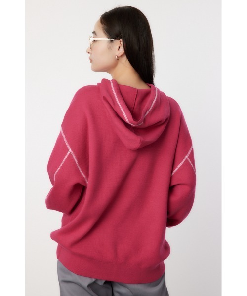 スウェットライクカラーステッチニットフーディー（パーカー）｜RODEO