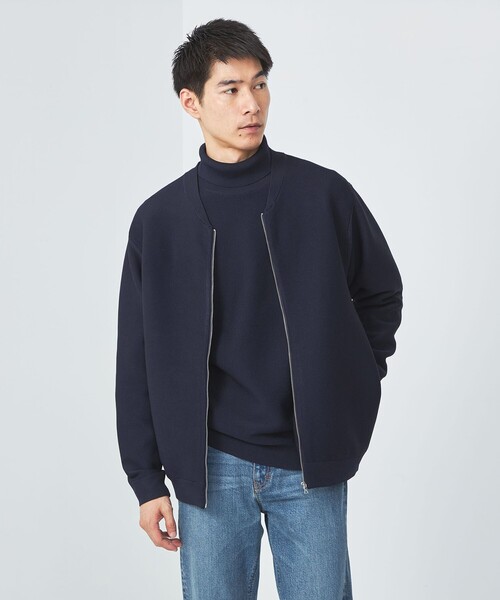 green label relaxing(グリーンレーベルリラクシング)の「スリーシーズン ガーター編み ジップ ブルゾン -マシンウォッシャブル-(ブルゾン・メンズ・ブラック/ネイビー・L/M/S/XL)」の2枚目の写真