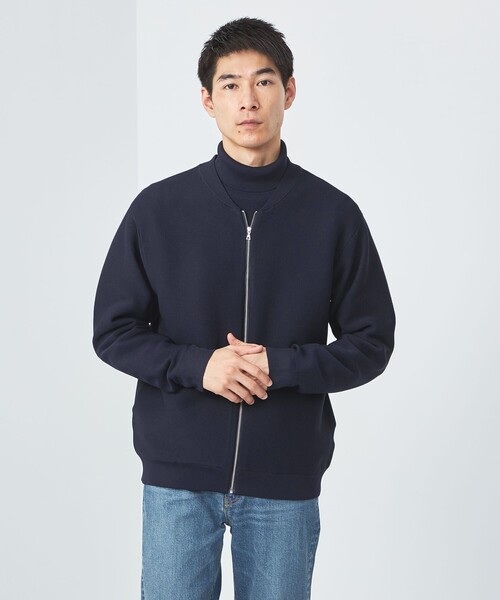 green label relaxing(グリーンレーベルリラクシング)の「スリーシーズン ガーター編み ジップ ブルゾン -マシンウォッシャブル-(ブルゾン・メンズ・ブラック/ネイビー・L/M/S/XL)」の3枚目の写真