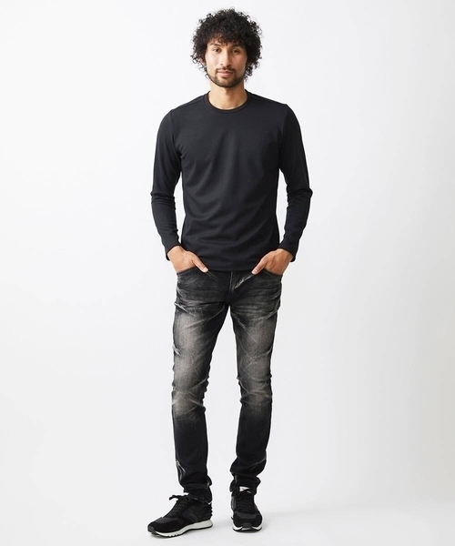 MICHEL KLEIN HOMME (ミッシェルクランオム)の「【2024年モデル】ダブルフェイスクルーネック長袖カットソー(Tシャツ/カットソー・メンズ・ホワイト/ブラック・MEDIUM/LARGE/X-LARGE)」の12枚目の写真