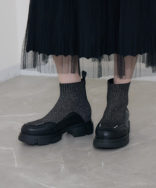 Paradise Picnic（パラダイスピクニック）の「JETEE  ラメニットブーツ（ブーツ・レディース・グレー/ブラック・MEDIUM/LARGE）」の11枚目の写真