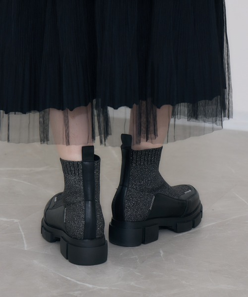 Paradise Picnic（パラダイスピクニック）の「JETEE  ラメニットブーツ（ブーツ・レディース・グレー/ブラック・MEDIUM/LARGE）」の13枚目の写真