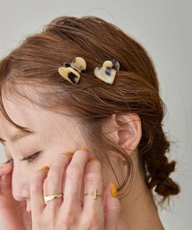 murir（ミュリール）の「ハート ミニヘアクリップ 2個セット（バレッタ/ヘアクリップ）」